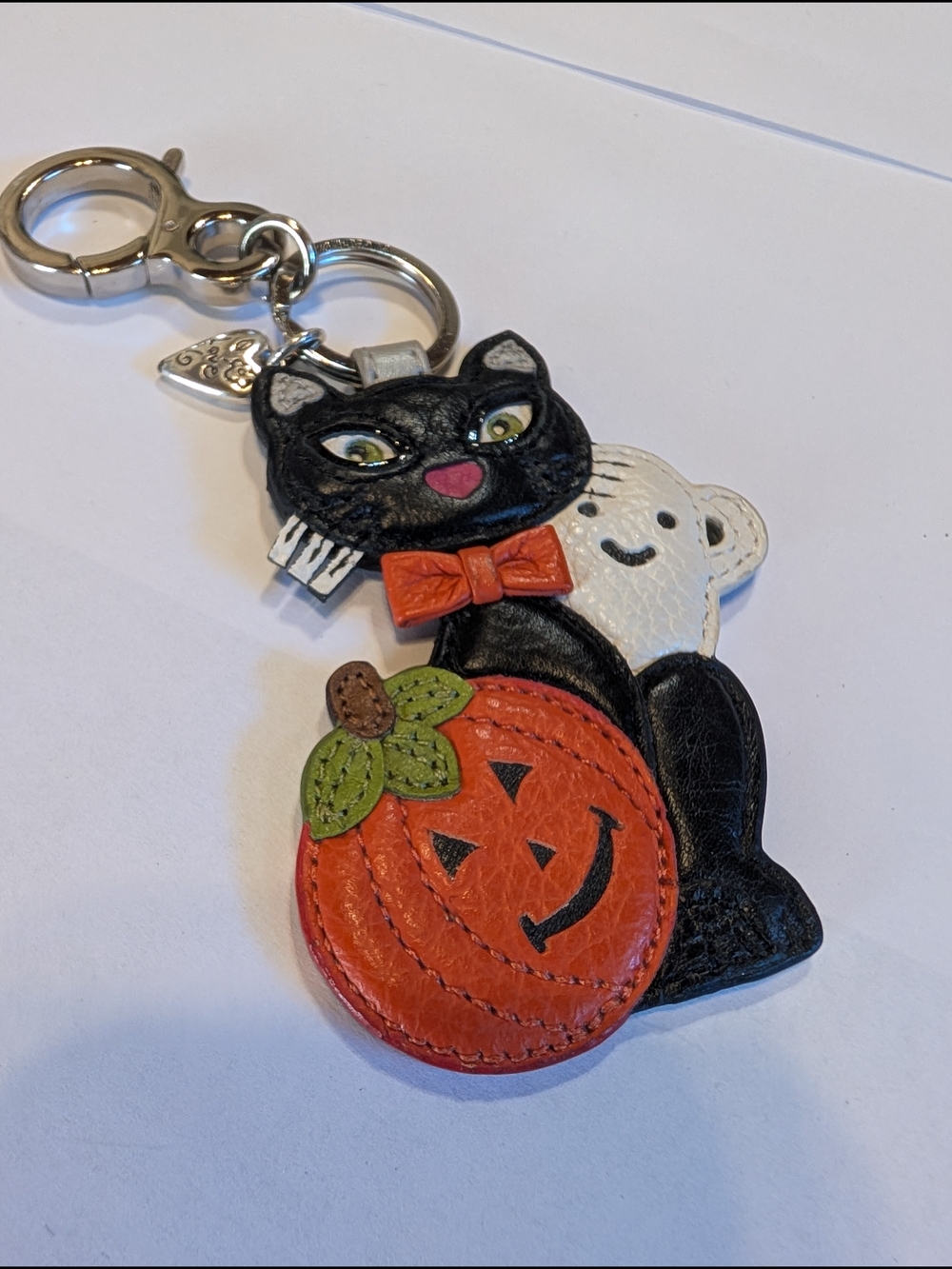 Brighton Black Cat & Pumpkin Halloween Keychain Charm